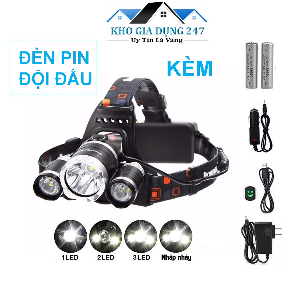 Đèn pin đội đầu 3 bóng T6
