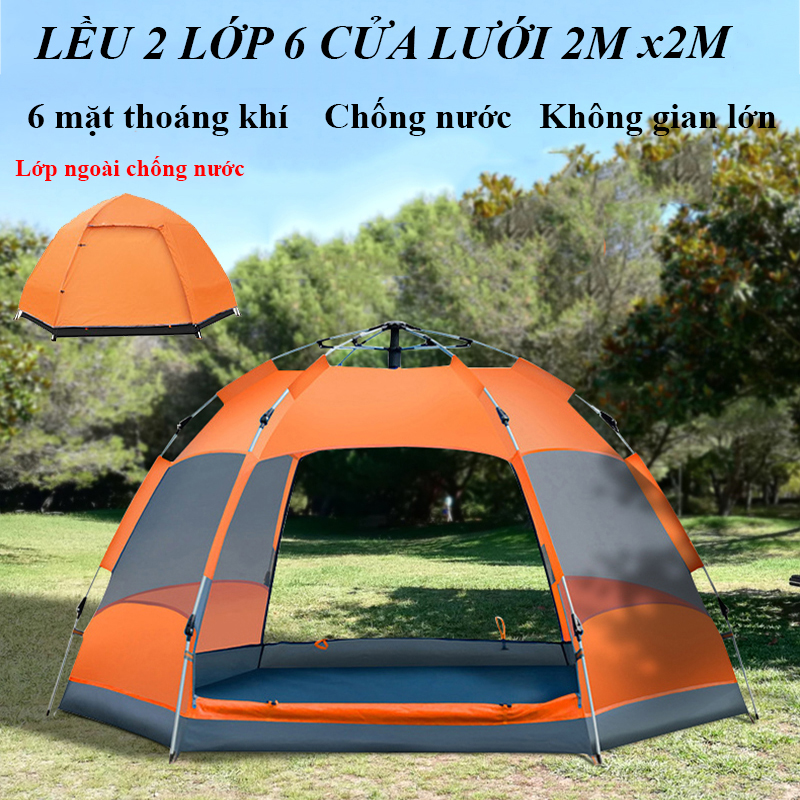 Lều cắm trại dã ngoại câu cá du lịch cao cấp tự bung 4-6 người chống nước chống tia UV