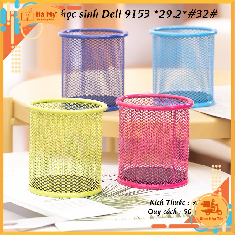 Cốc cắm bút kim loại Deli 91x98mm - 9153