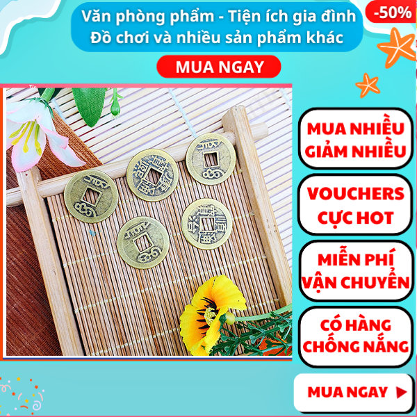 Combo 5 đồng xu cổ phong thủy bằng đồng đường kính 2.7cm - Aplusmart