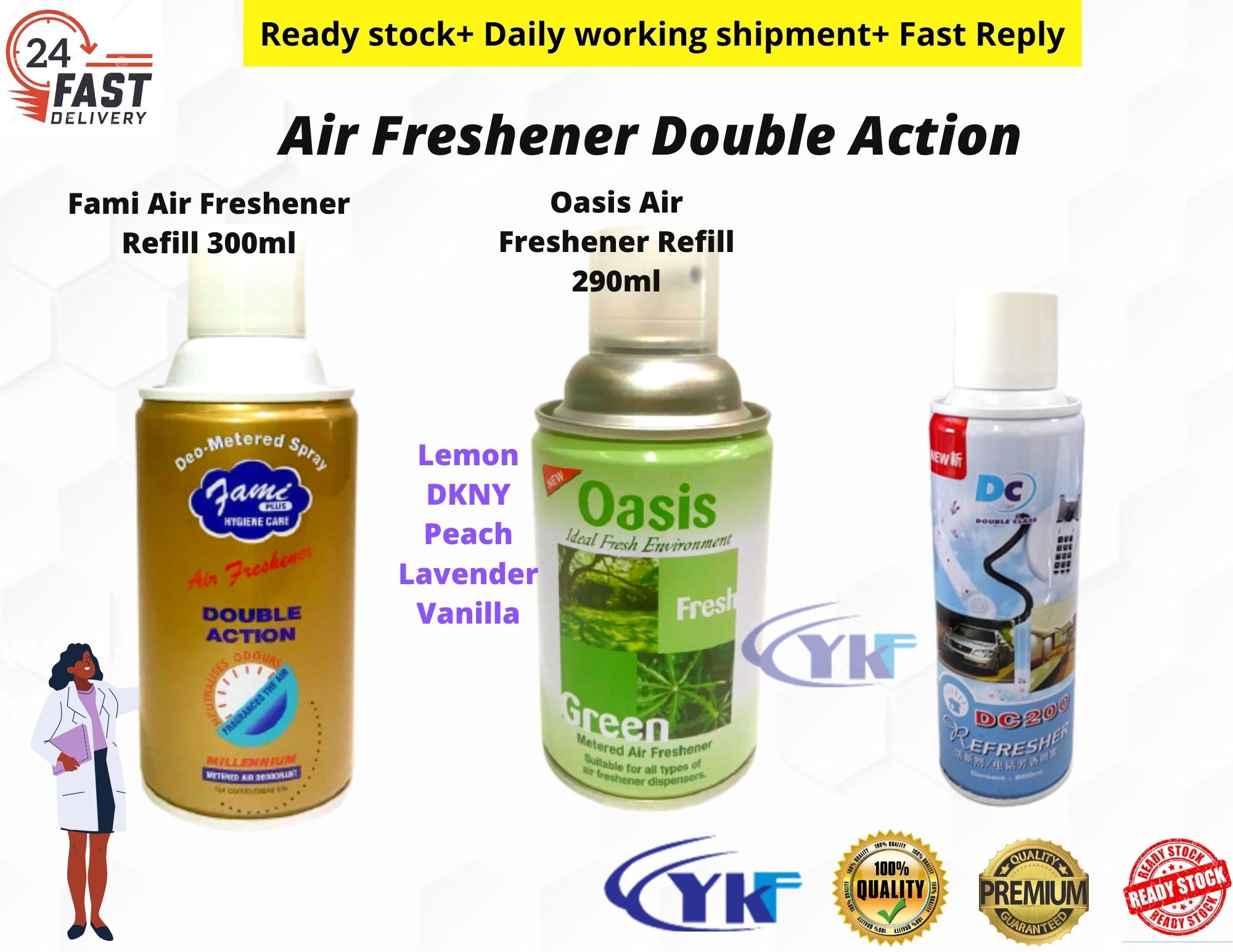 Fami Air Freshener Double Action 300ml Oasis Air Freshener Refill 290ml Ideal Fresh Environment