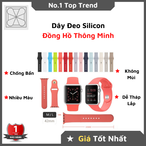 Dây Silicon Cho Apple Watch Đồng Hồ Thông Minh Series 1 2 3 4 5 6 7 SE thumbnail