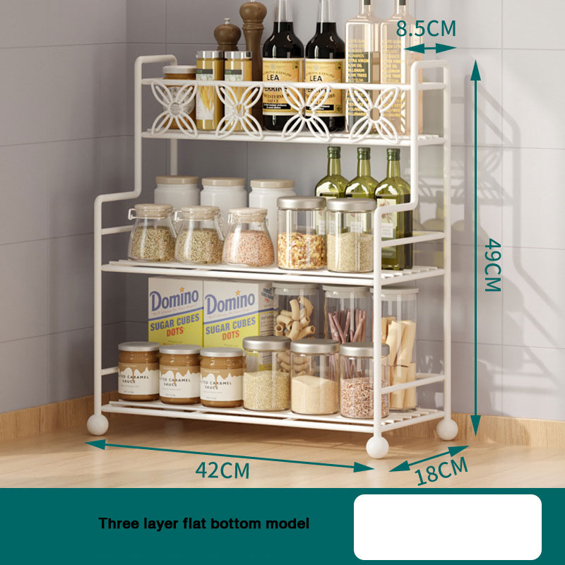 Kitchen storage rack, tabletop, iron art, multi-layer seasoning rack, multifunctional seasoning bottle, layered storage rack solid Metal