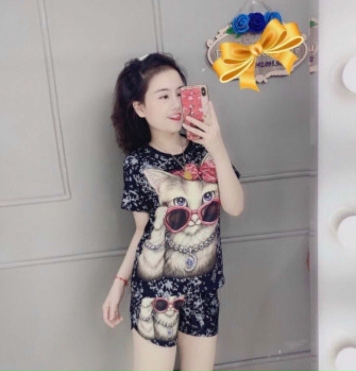 Đồ bộ đùi thun lạnh hoạ  tiết 3d hàng QC (38kg - 63kg)