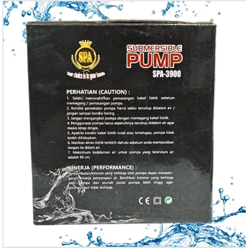 Pompa kolam hidroponik aquarium SPA 3900