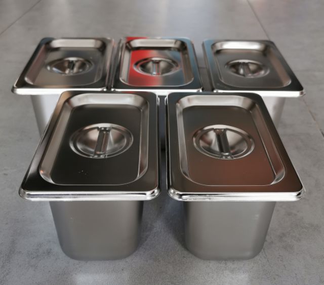 Khay Inox Đựng Thực Phẩm Đựng Thạch Topping Size GN 1/9