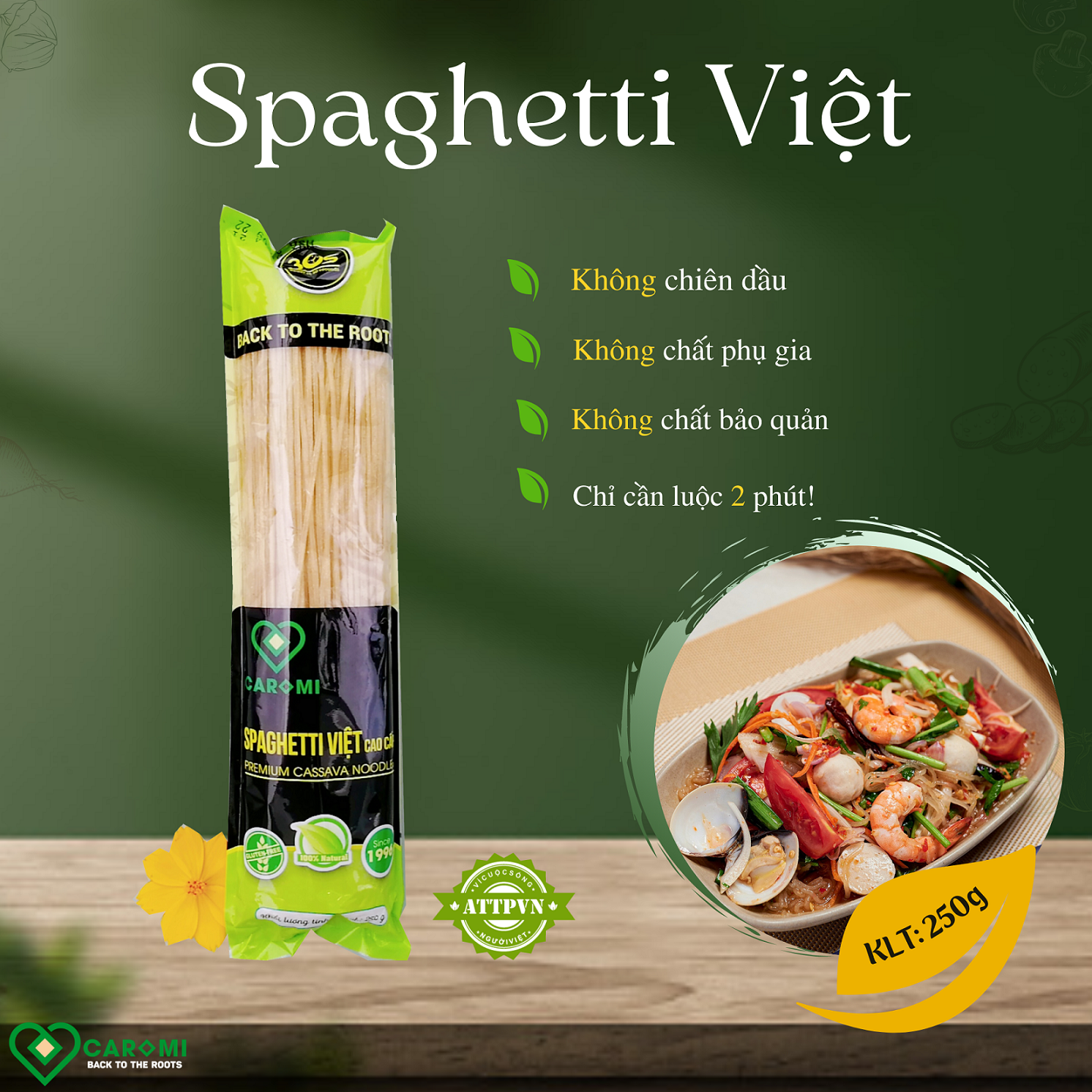 Spaghetti Việt - COMBO 2 Phở sắn cao cấp, gói 250g - Đặc sản Quảng Nam