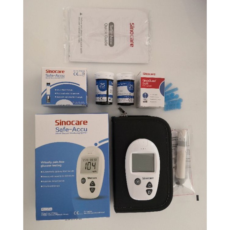 【KKM LULUS】Sinocare Safe-Accu Blood Glucose Sugar Glucometer Mesin ...