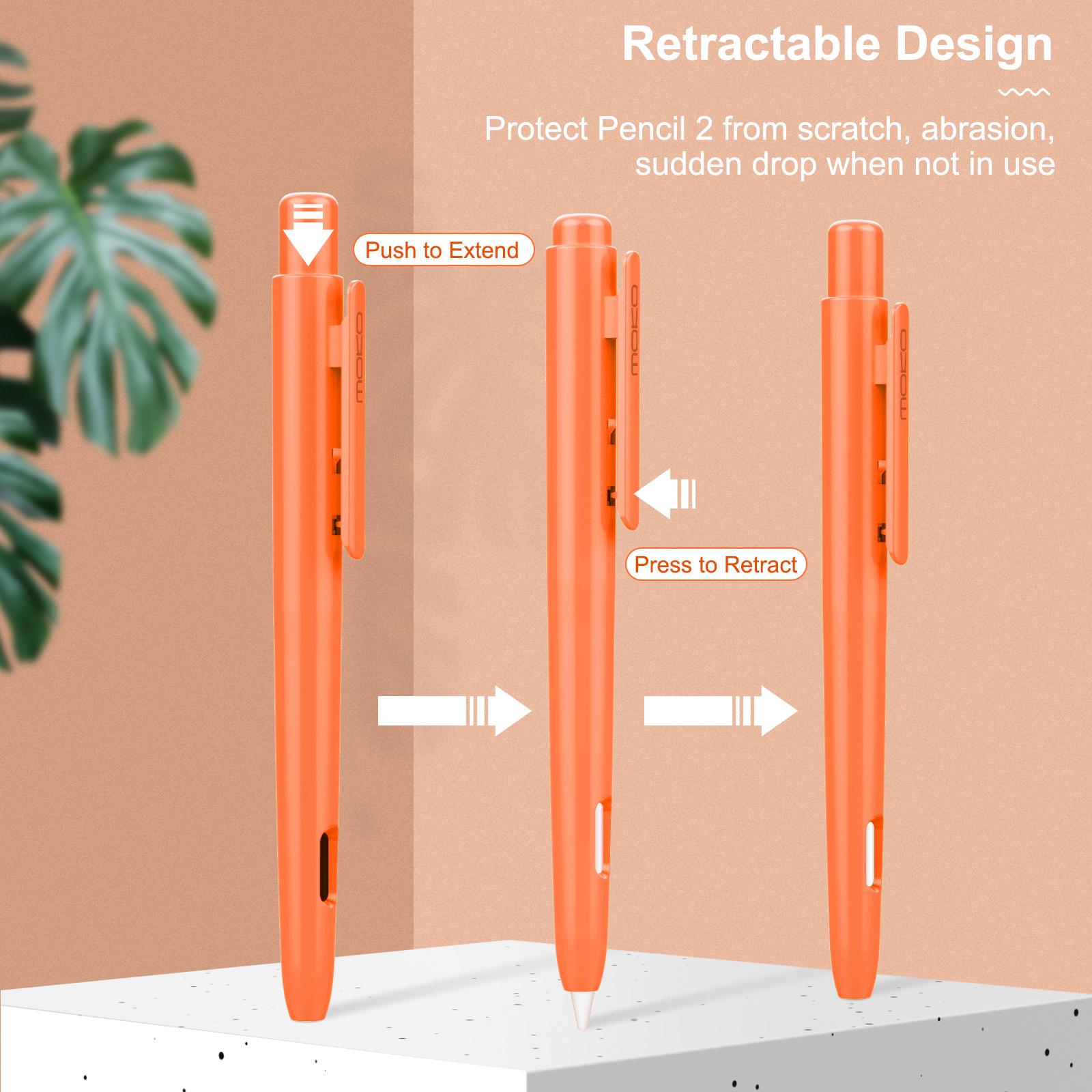 MoKo Holder Case for Apple Pencil 2nd Generation,Retractable Apple Pencil 2nd Generation Case Protective Pen Cover with Sturdy. 