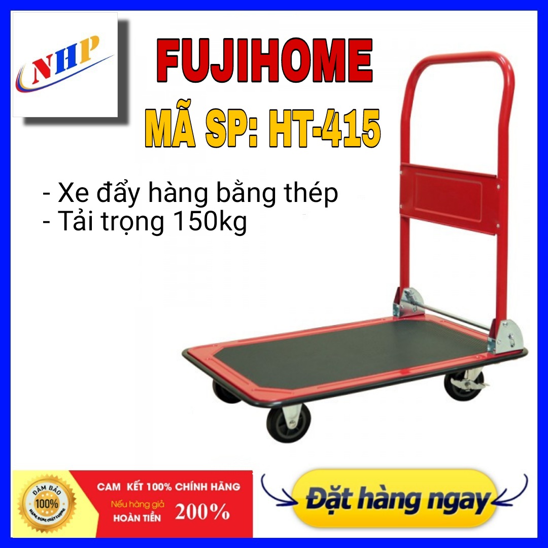 Xe đẩy hàng sàn thép 4 bánh fujihome ht-415