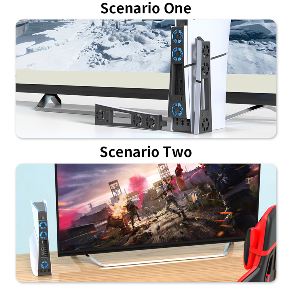 【Versatile】 Quiet Cooler Fan for PS5 Slim Console with Adjustable Speed Efficient Cooling System with USB 3.0 Port for Playstation 5 Slim.