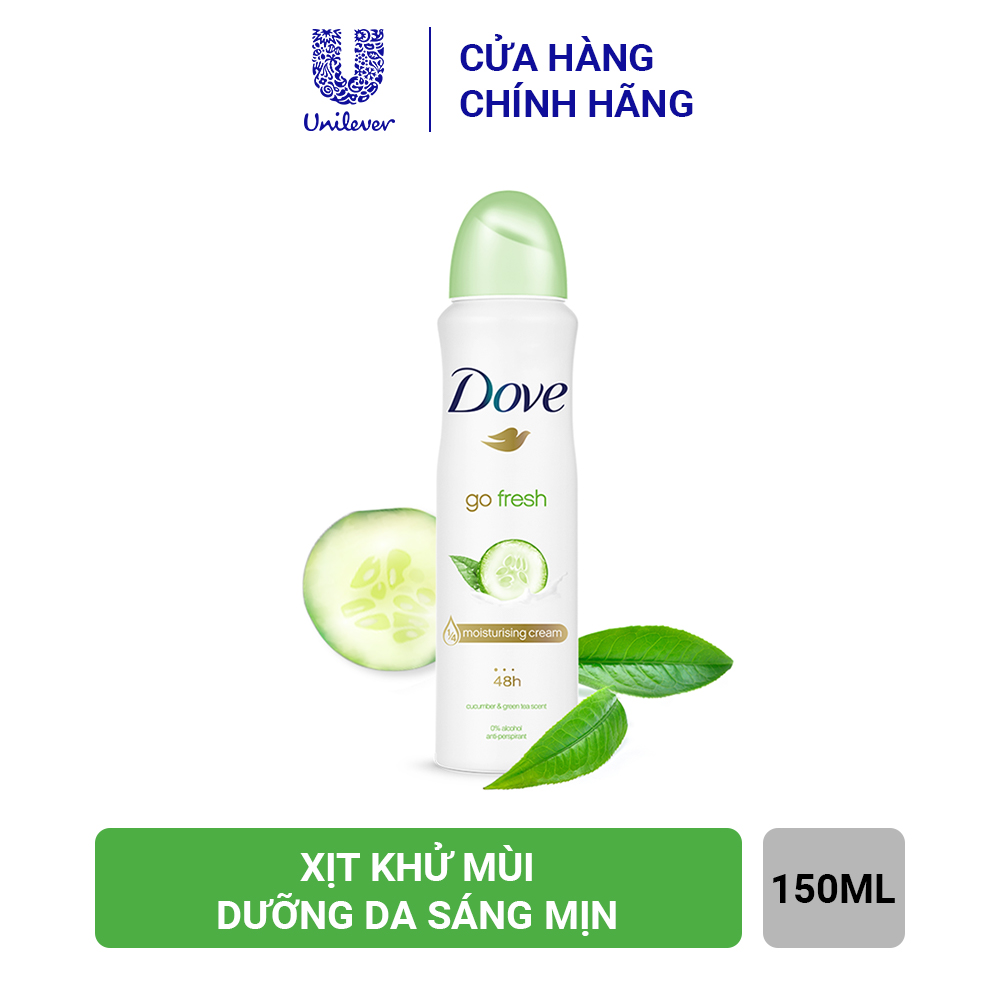 [HCM]Xịt khử mùi Dove Go Fresh hương dưa leo chai 150ml