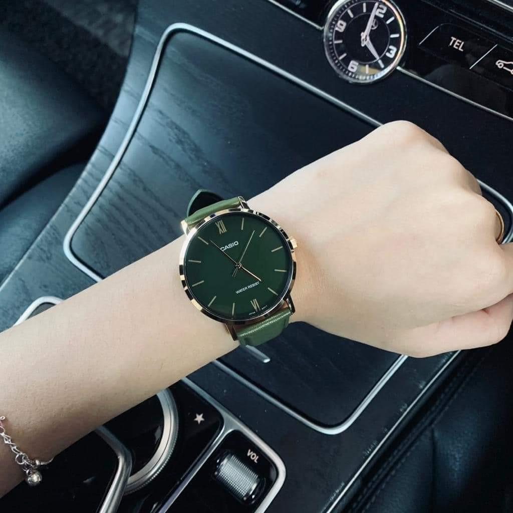 Casio MTP-VT01GL-3BUDF Orologio Uomo In Pelle Verde | Quadrante Analogico Classico | Cinturino In Pelle Naturale - 2