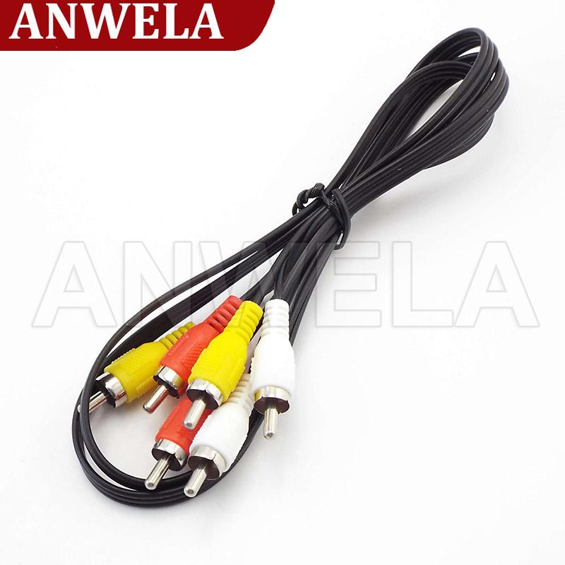 Anwela shop 1m 1.5m 3m 3 way rca male to 3 rca male m to m connector adapter wire composite audio video cable plug