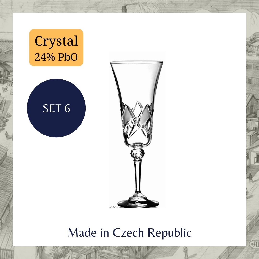 Set 6 Ly Champagne Pha lê CH Séc 12720-17004 165ml