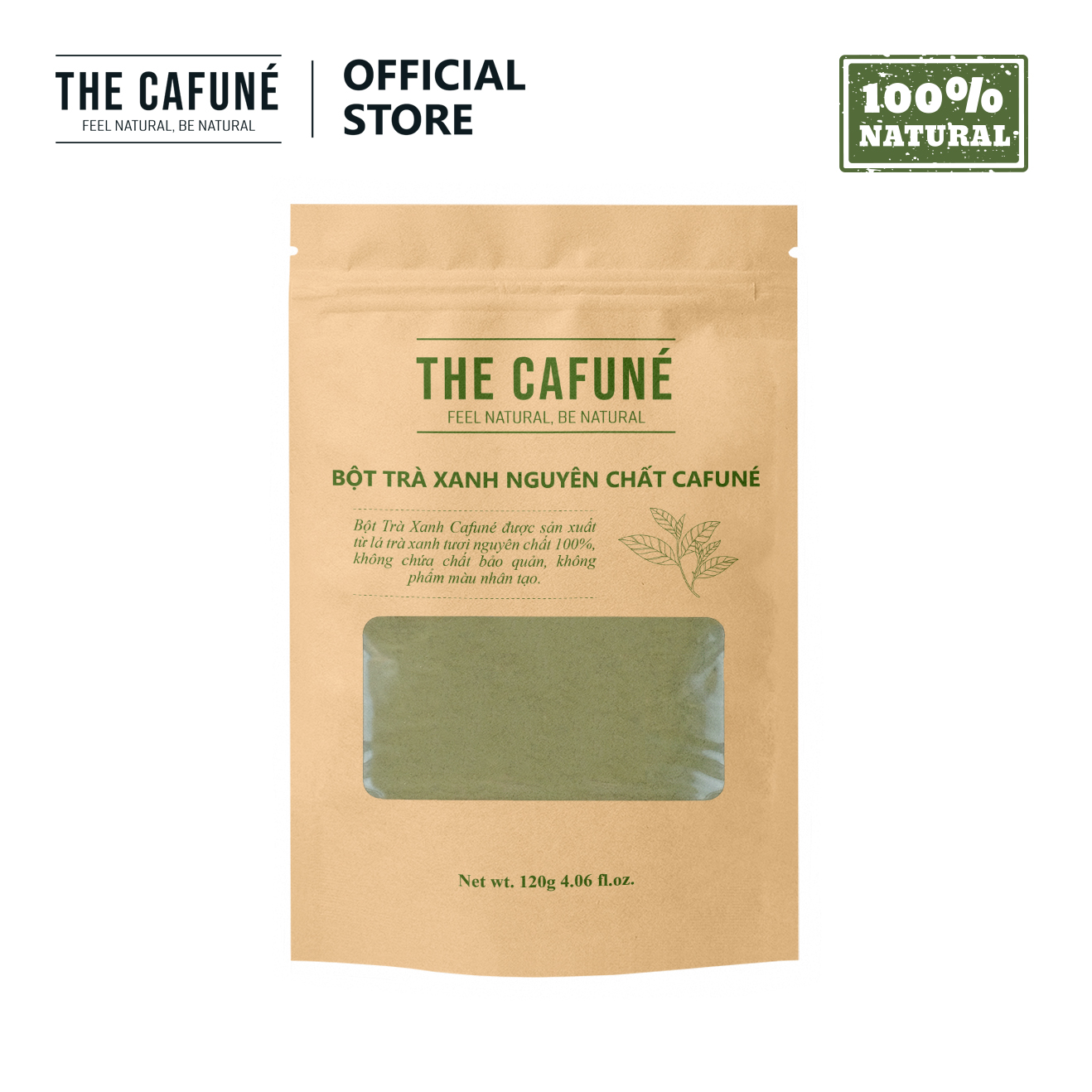 [60-120 Gram] Bột trà xanh Cafuné - hữu cơ nguyên chất 100%