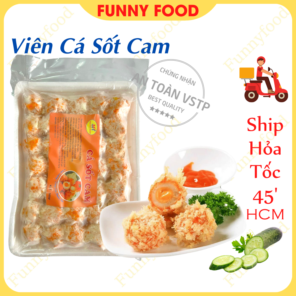 [ HOÀN TIỀN 10% ]Viên Cá Sốt Cam 35 viên – Viên Chiên Ăn Vặt Ngon – [Ship Hỏa Tốc HCM] – Funnyfood