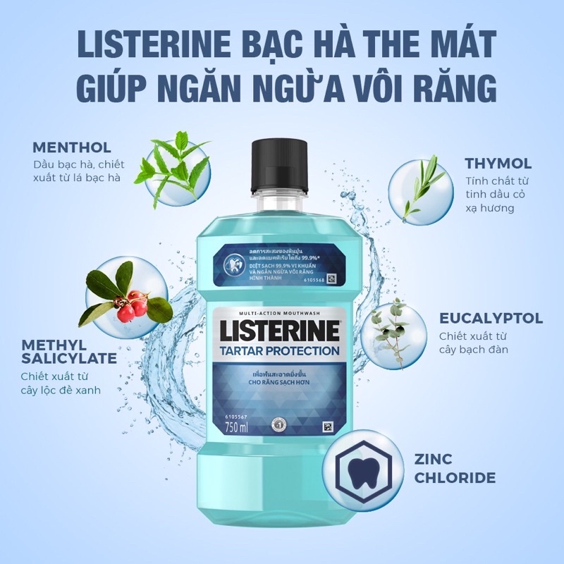 Nước xúc miệng Listerine 250 ml ,750 ml