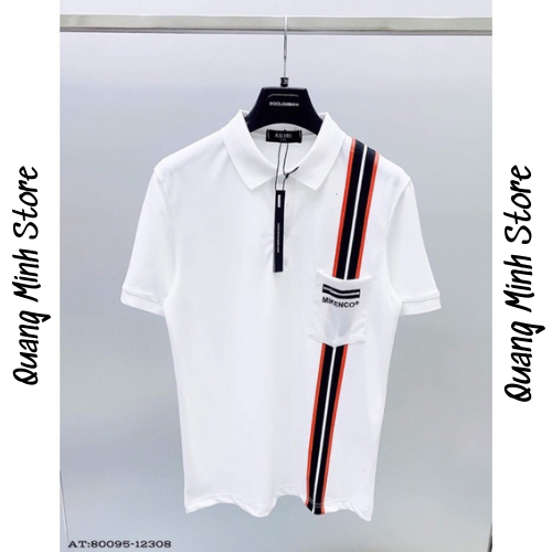 Áo thun có cổ unisex mikenco stripe polo