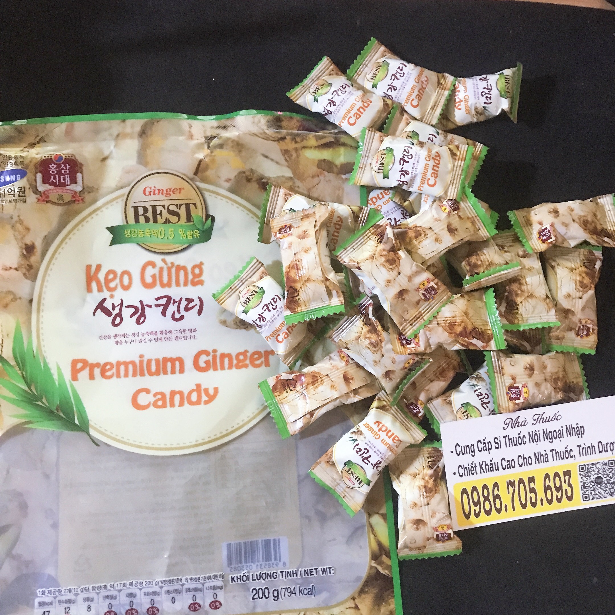 Kẹo gừng 36 viên - ngậm ho 200g