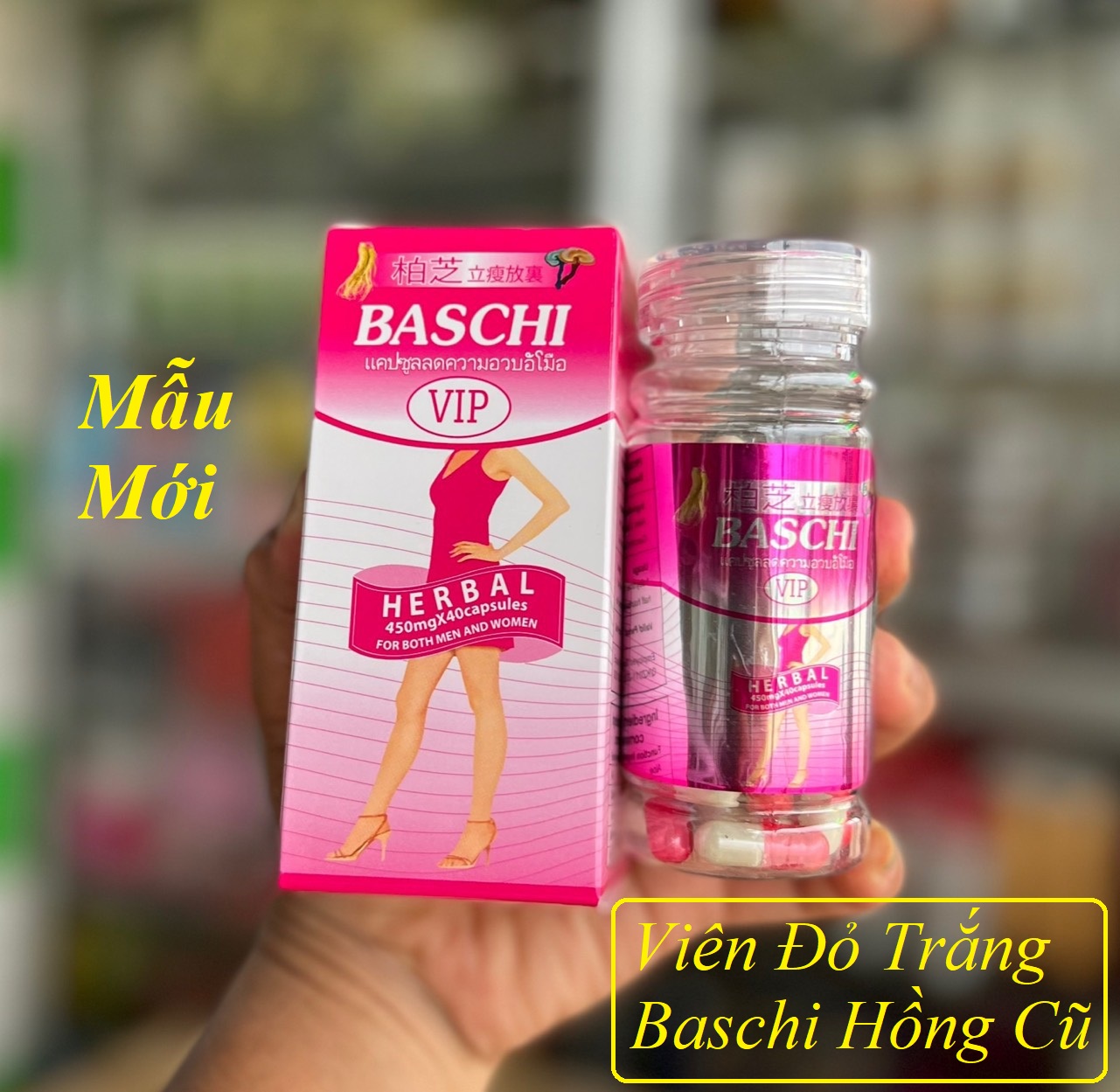 Viên Uống Giảm Cân Baschi Hồng - Công Ty - Mẫu Mới- Thái Lan - 40 Viên