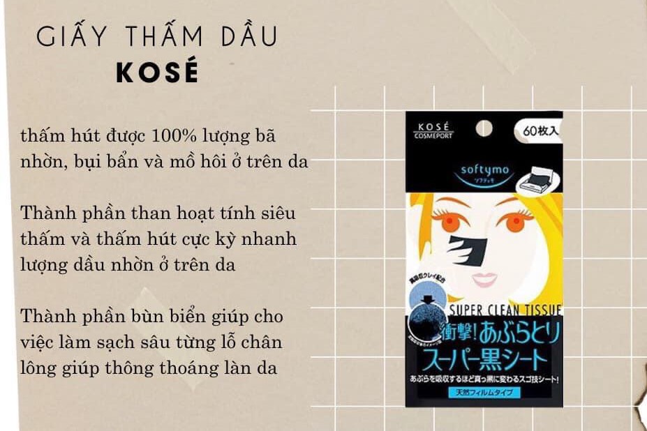 Giấy thấm dầu Kose Softymo than hoạt tính