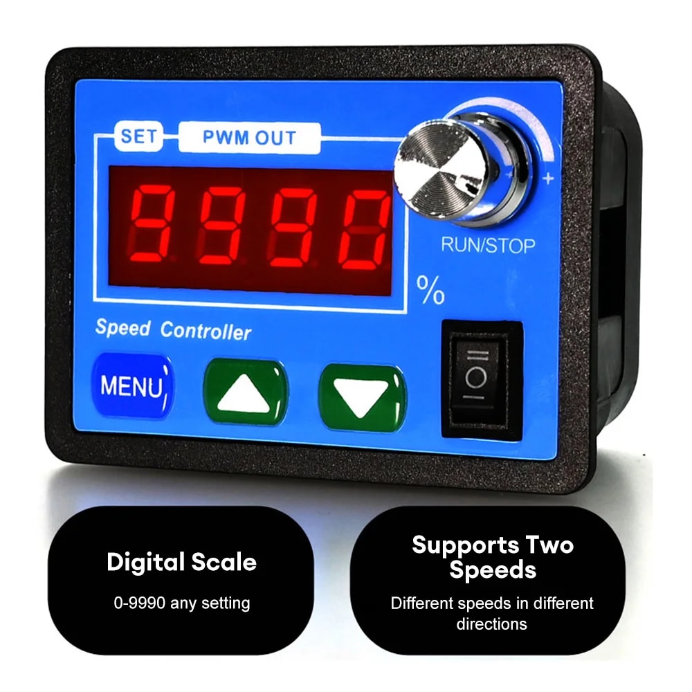 Dc6-55v 12v 24v 36v 48v 20a dc motor controller pwm adjustable speed digital display encoder frequency 15khz for brushless motor