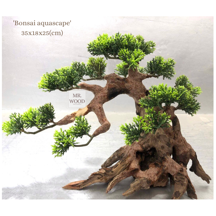 Lũa Bonsai gắn lá nhựa cho hồ cá/ thuỷ sinh
