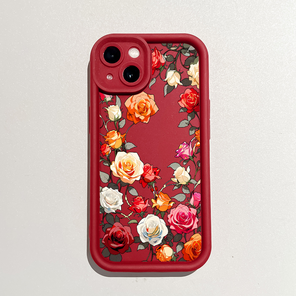 Hontinga for Vivo Y28 4G Back Cover Colorful Rose Pattern Case Ladder Soft Rubber Mobile Phone Cover.