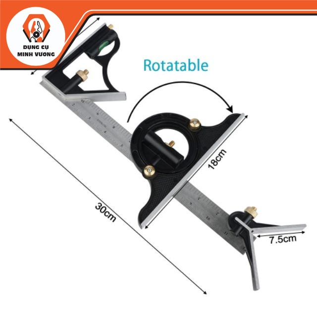 Thước đo góc 180 độ đa năng _thước ke góc vuông 45 90 độ bằng hợp kim nhôm