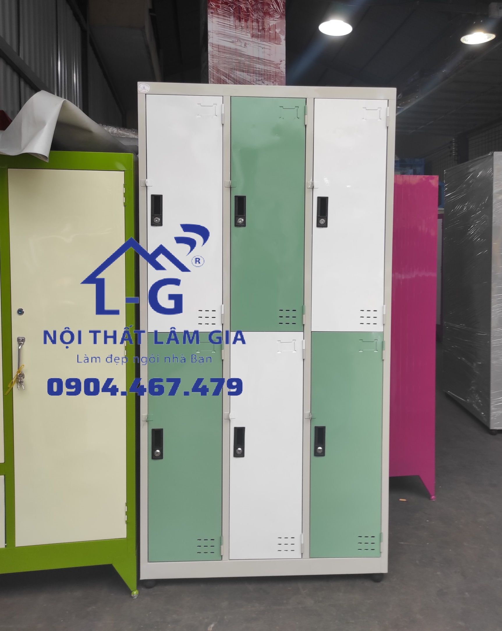 TỦ SẮT HỒ SƠ 6 Ô (CỬA) DẠNG TỦ LOCKER SƠN TĨNH ĐIỆN CAO CẤP