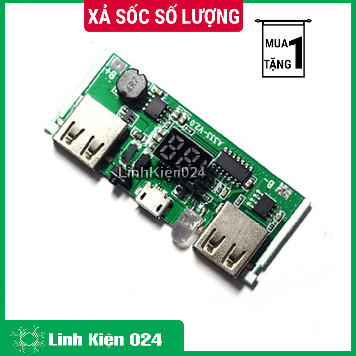 Module sạc pin dự phòng 18650 v3 2a hiển thị led 7 thanh