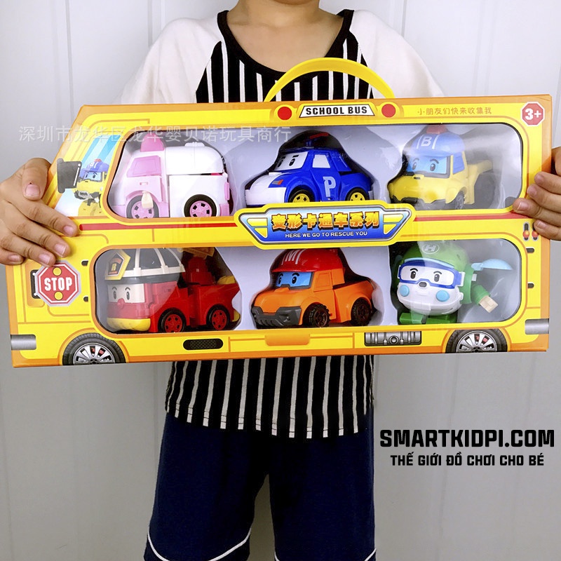 Ảnh Thật Bộ 6 Xe Robocar Poli biến hình