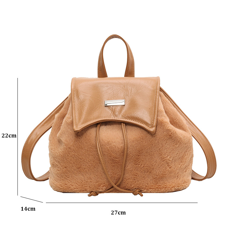 C&K niche design plush women's backpack New popular and popular backpack Mini furry backpack