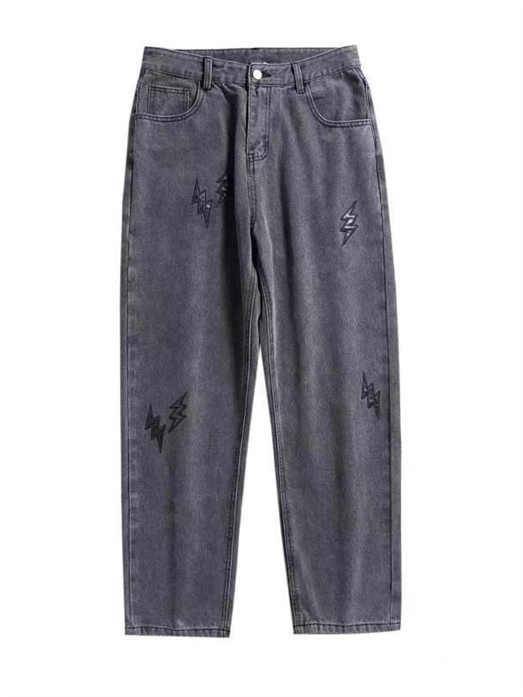 American Hiphop Jeans Men's Autumn Winter Retro Oke Gray Y2k Pants