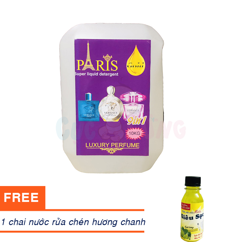 Nước giặt paris thái lan 10kg hương nước hoa tím tặng 1 chai nước rửa chén