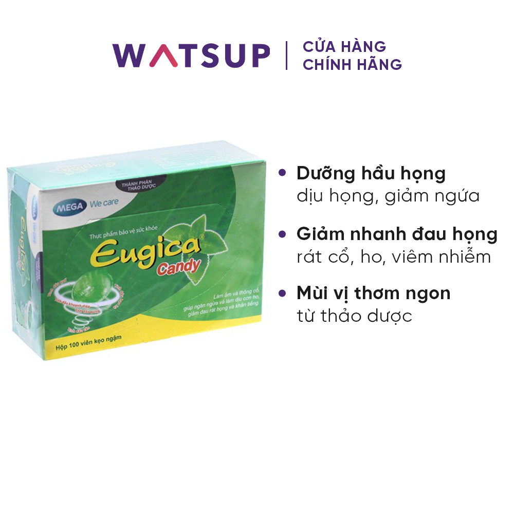 Kẹo Ngậm Thảo Dược Giảm Ho Eugica Candy (Hộp 100 Viên)