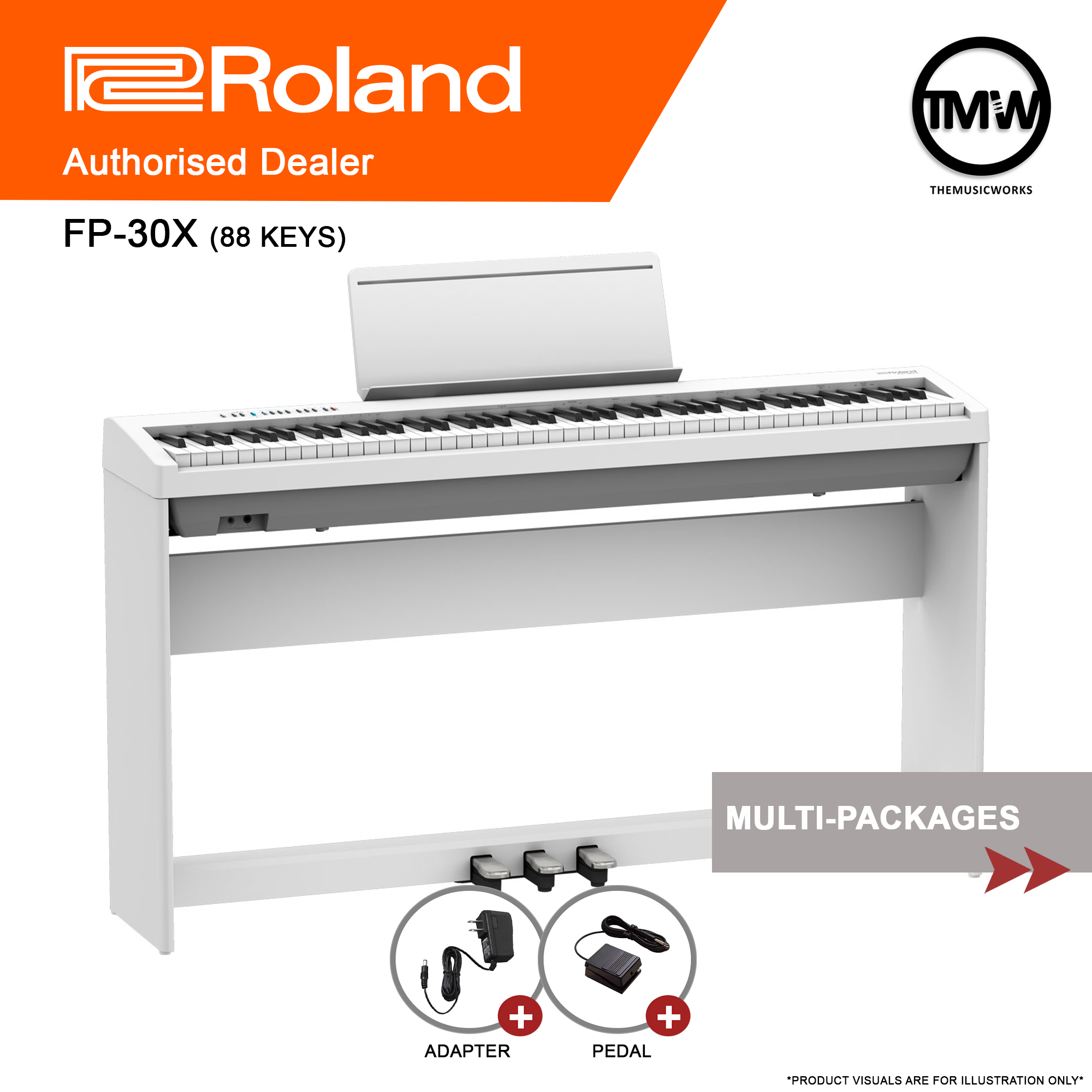 Pre Order Oct Nov 21 Onwards Roland Fp 30x White Portable Digital Piano Keyboard Keys Pha 4 Standard Keyboard Fp 30x With Escapement And Ivory Feel Fp30x Bluetooth Wireless Connect Fp 30 X Absolute The