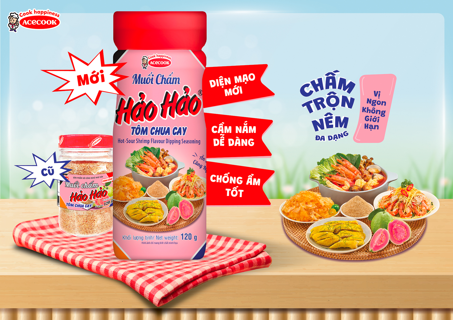 MUỐI CHẤM HẢO HẢO TÔM CHUA CAY HŨ 120G (HŨ)
