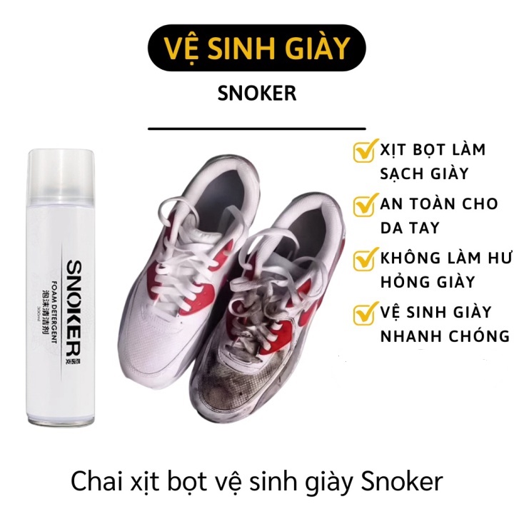 Chai , lọ xịt 300ml dung dịch vệ sinh giày dép chai xịt bọt vệ sinh sạch giày snoker không cần giặt - dụng cụ vệ sinh giày tẩy trắng ...loại xịt giày cao chất lượng tốt giá tốt nhát tháng