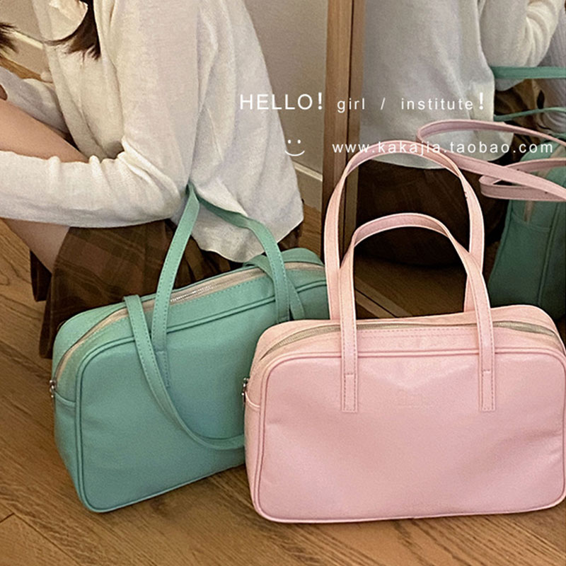 C & K Túi khoác vai dành cho nữ Preppy cặp mới phong cách khối lượng lớn Vai Túi màu trơn đa năng túi xách