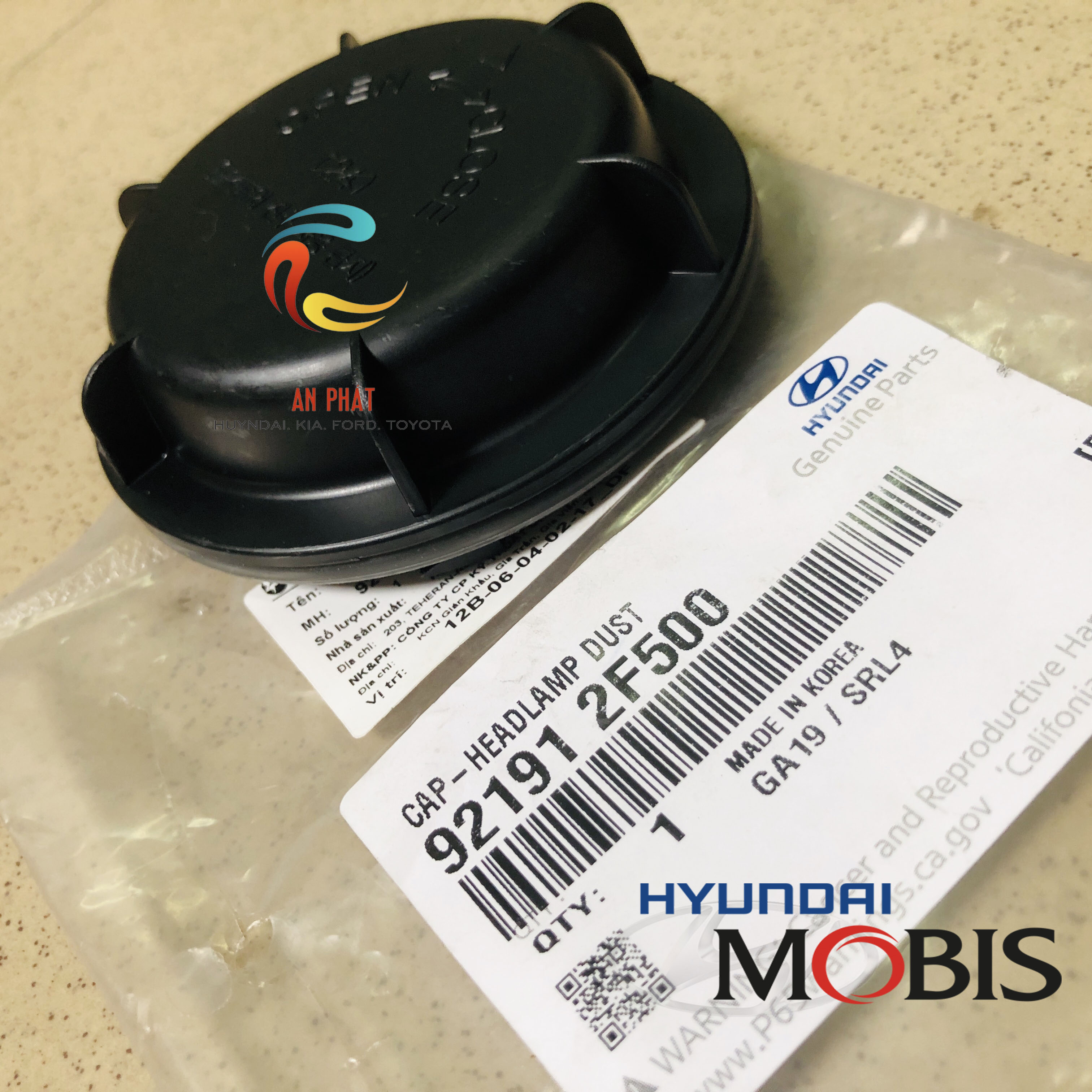 Nắp chụp bụi đèn pha i10 morning 921912f500 chính hãng mobis hàn quốc
