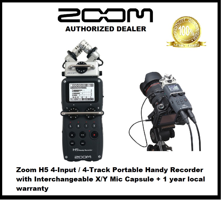 Zoom H5 4-Input / 4-Track Portable Handy Recorder with Interchangeable X/Y  Mic Capsule