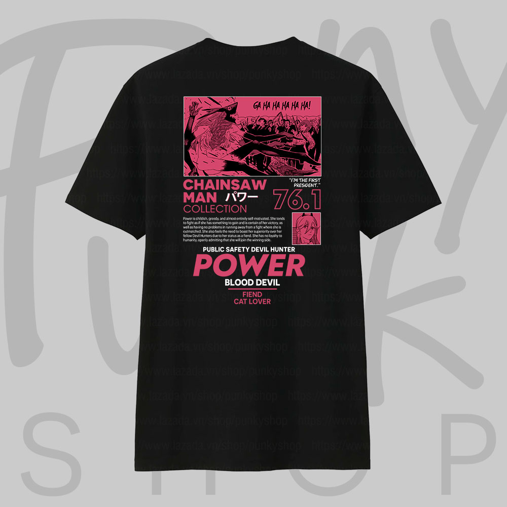 Áo thun Chainsaw Man Power Digital Art (Black) ngắn tay