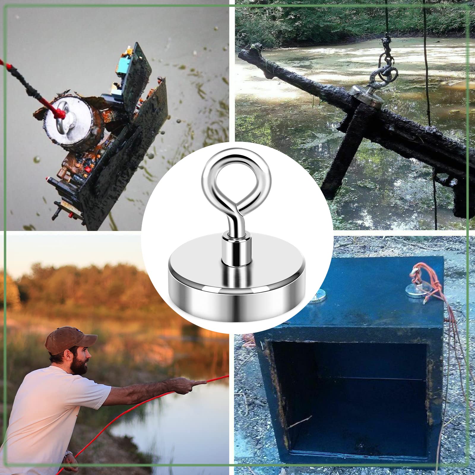 【Trending】 Fishing Magnets, Rare Earth Magnet with Countersunk Hole Eyebolt Diameter for Retrieving in River and Magnetic Fishing.