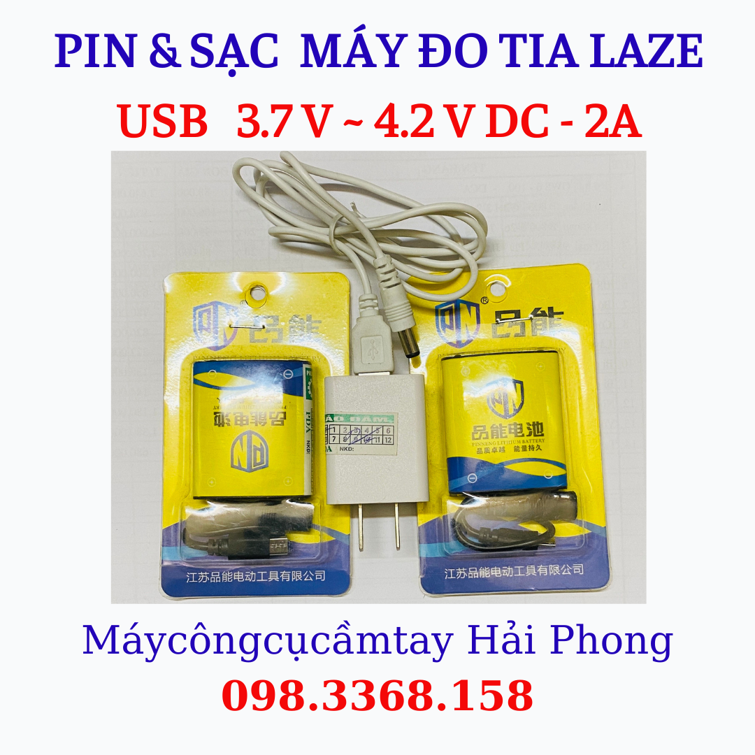PIN LITHIUM 3,7V DC &  SẠC 4,2V AC/DC (  CỦA MÁY ĐO TRẮC ĐỊA / MÁY CÂN BẰNG ... LAZE )