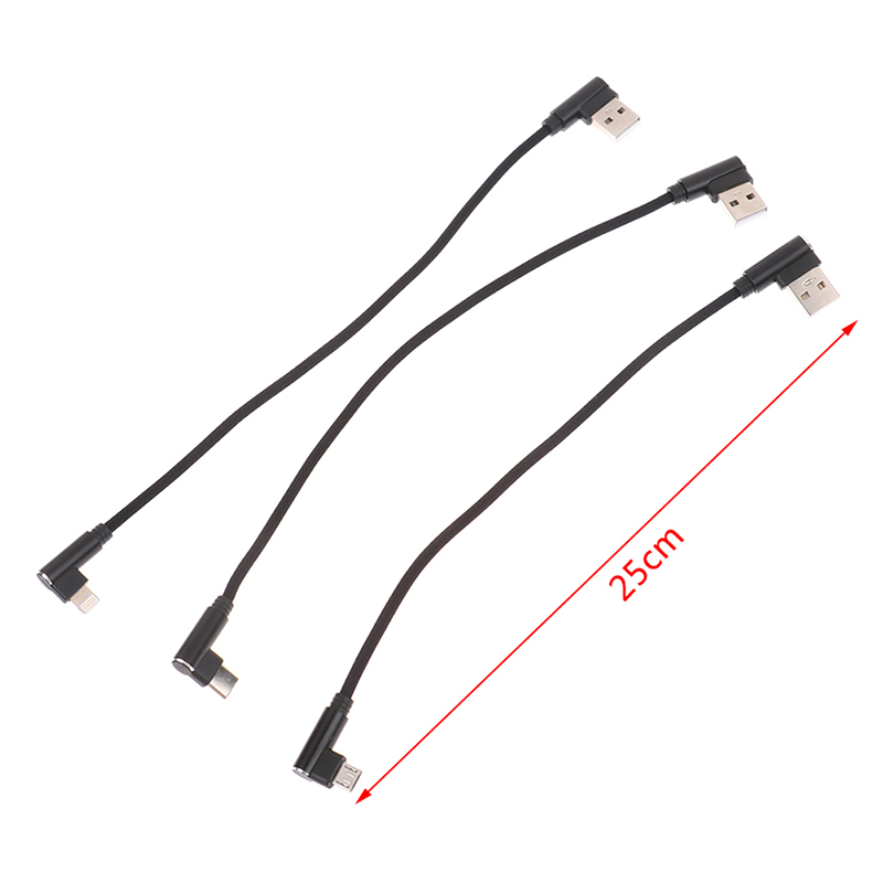 25cm 90 Degree Elbow Usb C Micro Usb Data Cable Usb To Type C Short 2.4a Fast Charging Cable For All Smartphones.