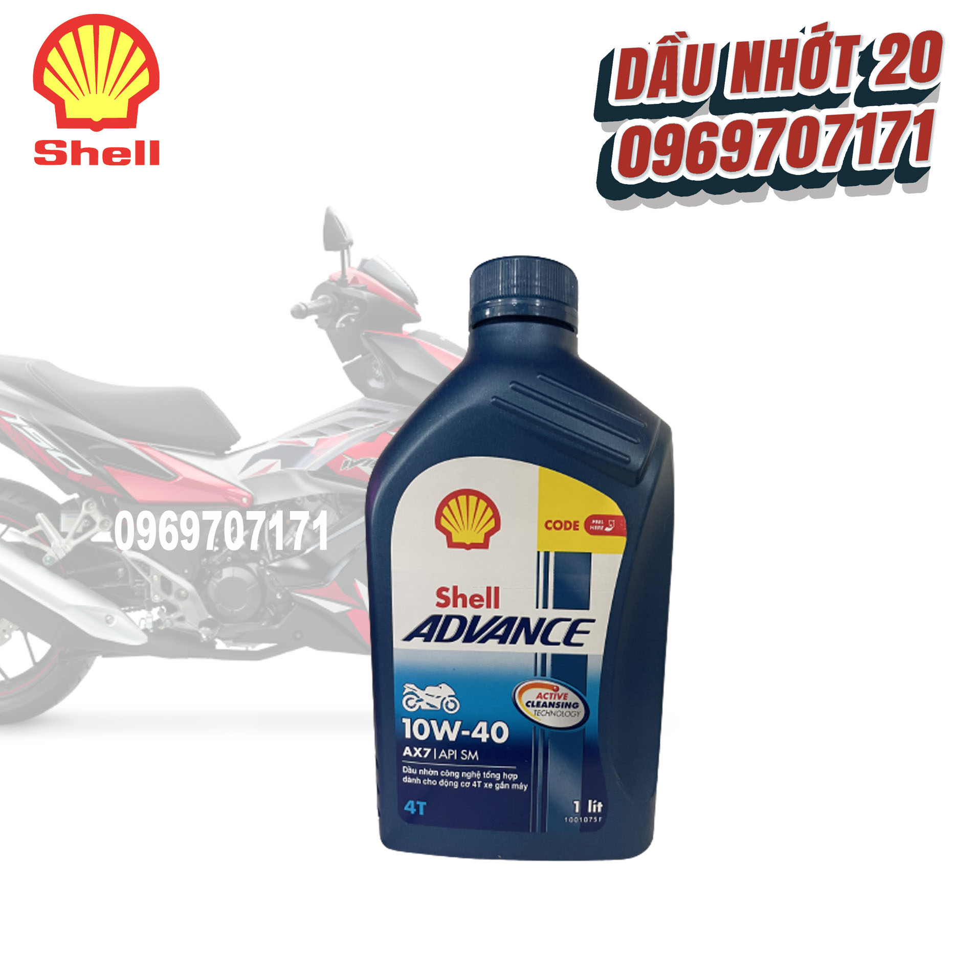 [CÓ CHIẾT LẺ] NHỚT SHELL ADVANCE AX7 10W40 Synthetic Based 1L (Nhớt xe số)