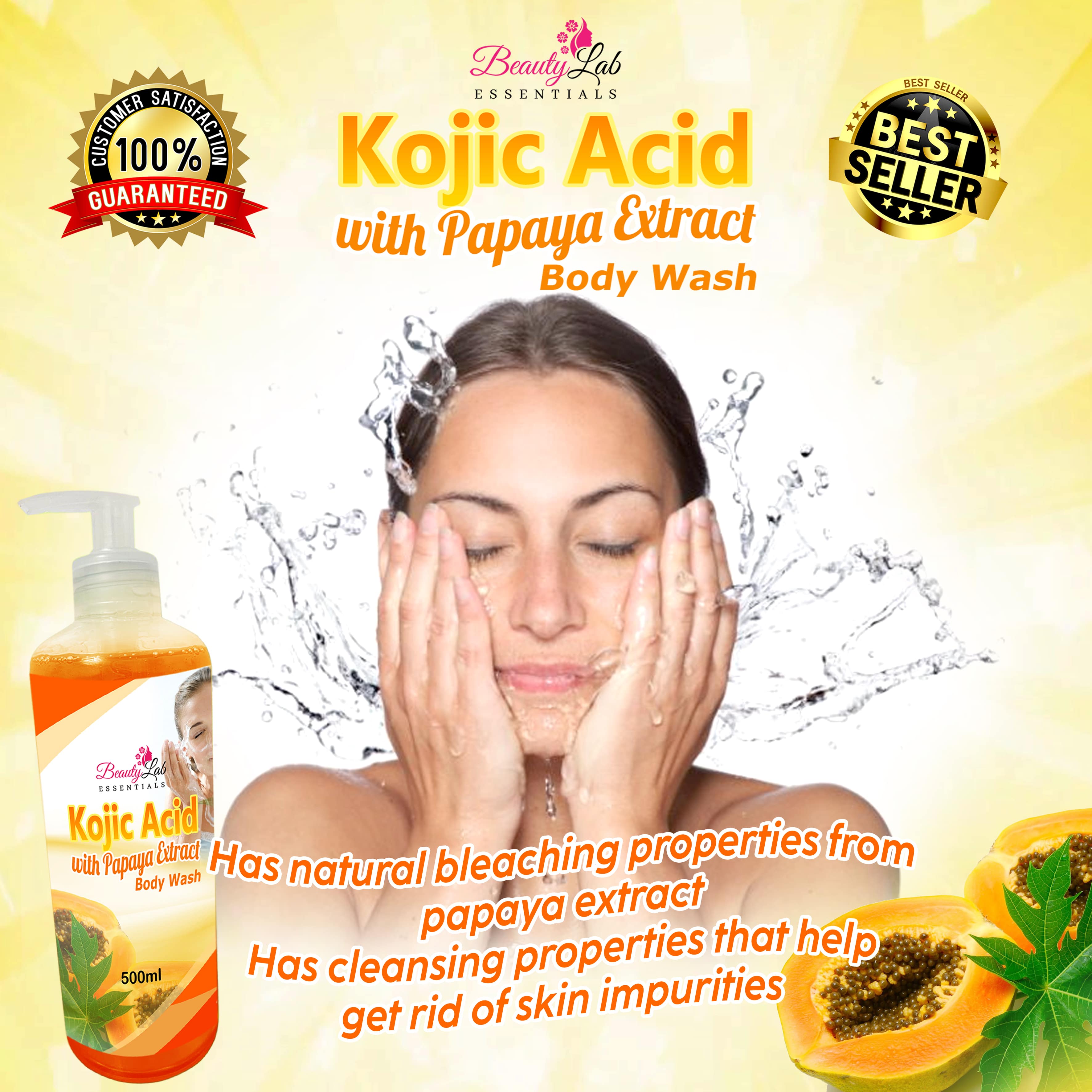 BeautyLab Essentials Kojic Acid with Papaya Extract Body Wash 500mL
