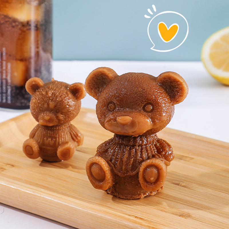 Khuôn Silicon Khuôn Làm Đá Viên Hình Gấu 3D Khuôn Bánh Sô Cô La Khuôn Bột Kẹo Cho Cà Phê Trà Sữa Kẹo Mềm Whiskey Khuôn Làm Đá